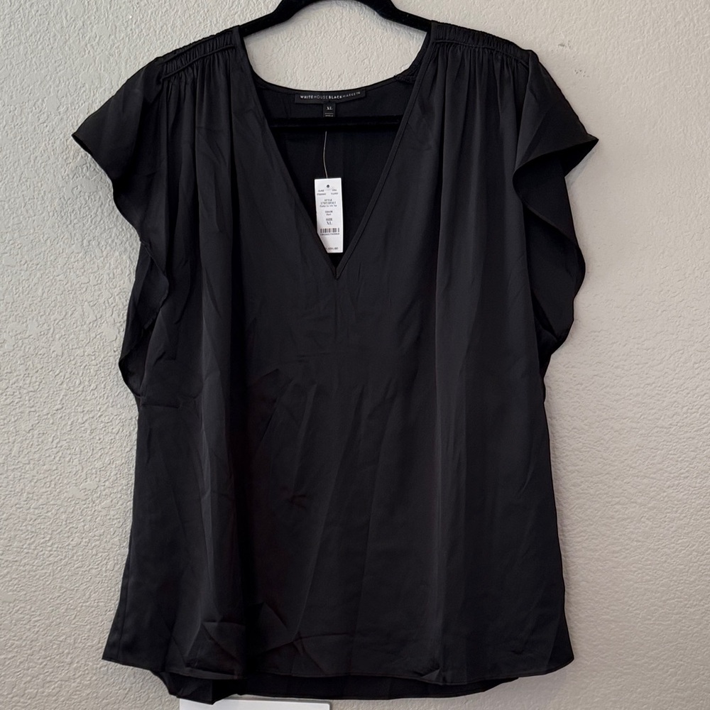 White House Black Market Black V-Neck Blouse
